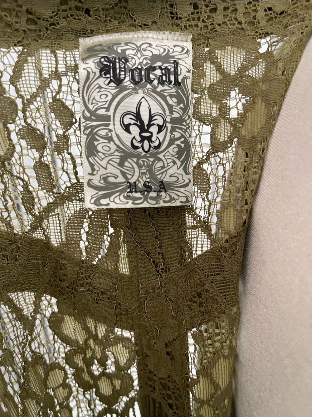 Vocal Olive Green Fringe Lace-Up Leather Jacket - Picture 7 of 8